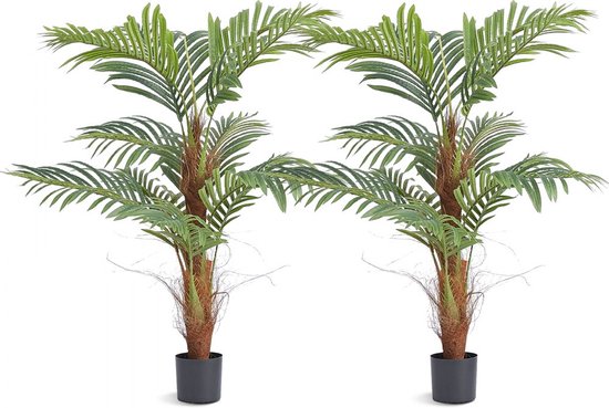 Kunstpalm - kunstplanten voor binnen - 2 stuks - kunstplant in pot - Areca Catechu - kunst plant - 120 cm - groen