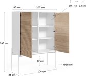 Kave Home - Marielle 2-deurs dressoir van gelakt essenfineer en wit metaal, 107 x 140 cm
