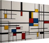 Abstracte kunst Piet Mondriaan stijl portret - Abstracte kunst wanddecoratie - Schilderij op canvas Minimalistisch - Schilderij vintage - Canvas keuken - Kunstwerken schilderij 90x60 cm