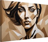 Tableaux Portrait femme aux couleurs beiges - Portrait de femme - Tableau sur toile Portrait - Décoration murale industrielle - Tableaux sur toile - Tableau oeuvre 60x40 cm
