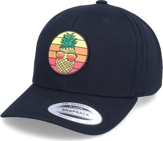 Hatstore- Kids Pineapple Sunset Patch Black Adjustable - Kiddo Cap Cap