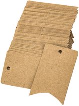 Labels naturel - 5 x 3 cm. - 100 stuks - stevig karton - inkeping - met voorgestanst gaatje - prijslabels - cadeaulabels - winkels