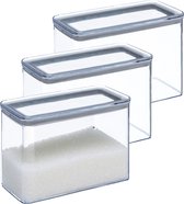 5Five Voorraadpot - 4x - keuken/voedsel - kunststof - 2000 ml - luchtdichte deksel - transparant - 20 x 10 x 14 cm