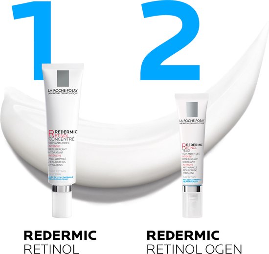 Twee tubes La Roche-Posay Redermic Retinol, één voor het gezicht en één voor de ogen.