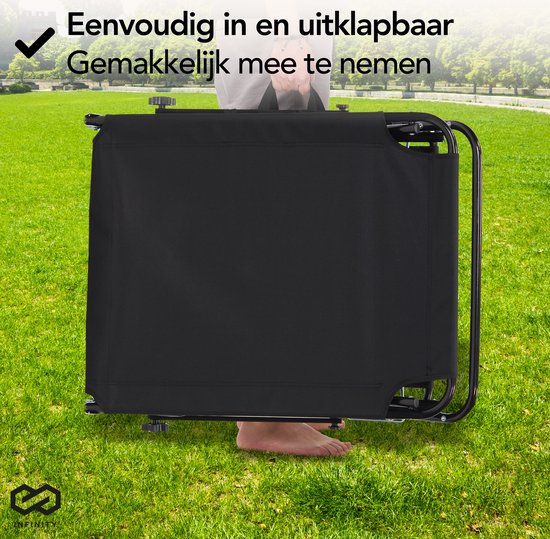Infinity Goods Ligbed Met Zonnescherm - Opvouwbaar - Zonnebed - Ligstoel - Verstelbaar - Verstelbaar - Tuin - Weerbestendig - Zwart