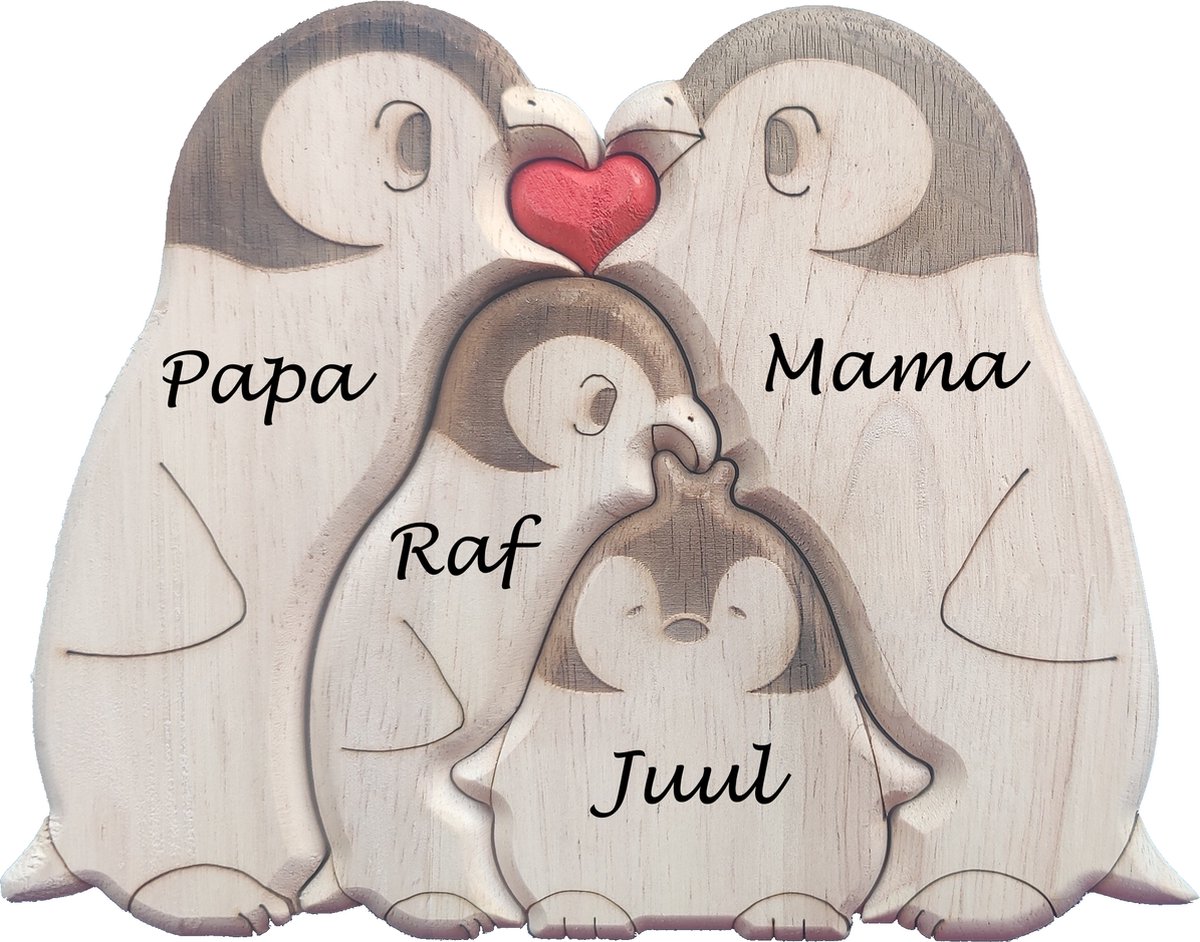 Goedkoopste Gepersonaliseerde pinguin familie - geboorte - kraam cadeau - puzzel - 4 pinguïns