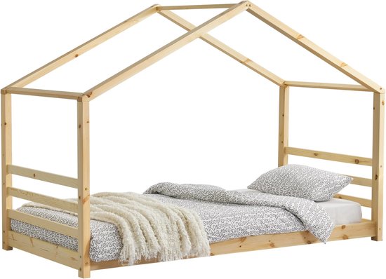In And OutdoorMatch Kinderbed Nico - Houten bed - Huisbed - Met bedbodem - 90x200cm - Hout - Voor kinderen - Voor meisjes - Voor jongens