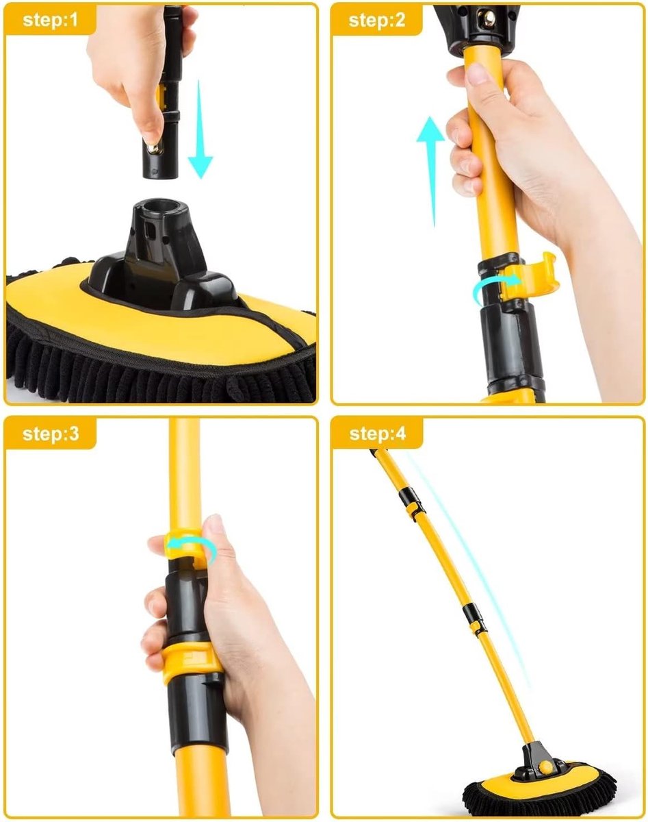 Complete Autowasborstelset met Washandschoen en Uitschuifbaar Handvat