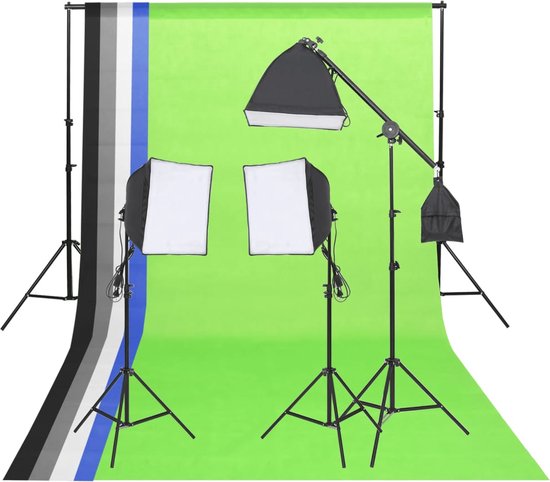 Foto: Vidaxl fotostudioverlichtingsset met achtergronden en reflector