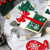 Kerst Cookie Cutter Vormen Set, 12 Stuks No-Repeat Kerst Cookie Cutter Set, Grote Peperkoek Man Cutters, RVS Bourbon Biscuit Cutter Sneeuwvlok Cutter voor Kerst Decoratie