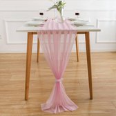 Tafelloper Chiffon tafelloper roze bruiloft tule stof wasbaar 3m x 70cm