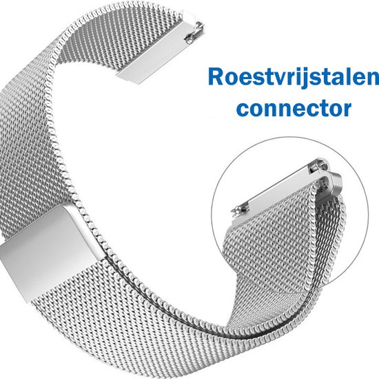 Zilverkleurig Milanese horlogebandje met roestvrijstalen connector.