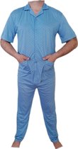 Heren - Pyjama - 2 Delig - Kleur Lichtblauw - Korte Mouwen - Lange Broek - Knopen - Maat XL - Cadeau - Kerst