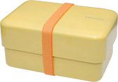 TAKENAKA Bento Nibble Box Lemon Zest milieuvriendelijke lunchbox gemaakt in Japan, BPA- & rietvrij, 100% recyclebaar plastic flesgebruik, magnetron- en vaatwasmachinebestendig, Bentobox rechthoekig L165x108xH90mm (Citroenschil * band: Oranje)