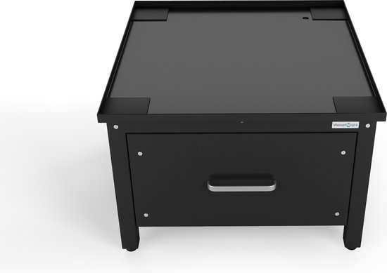 Wasophoogte® Wasmachine verhoger met lade - Wasmachine opbouwmeubel - Wasmachine sokkel - 42cm hoog - Zwart - Universeel - Inclusief Lekbak