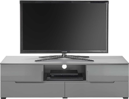 Tv-meubel Seta met 4 lades en open vak - hoogglans grijs