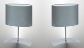 Trango Set van 2 Bedlamp 2018-04G*2 *GREY EAGLE* Tafellamp met stoffen kap in grijs incl. 1x E14 lamphouder voor LED-lampen, vensterbanklamp, bedlampje voor slaapkamer, bureaulamp, tafellamp, vensterbanklamp - L: 200mm - B: 100mm - H: 300mm