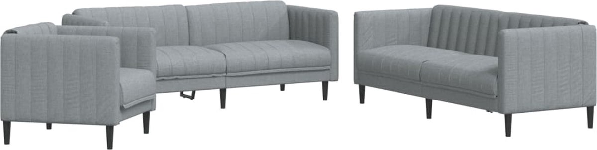 vidaXL - 3-delige - Loungeset - stof - lichtgrijs