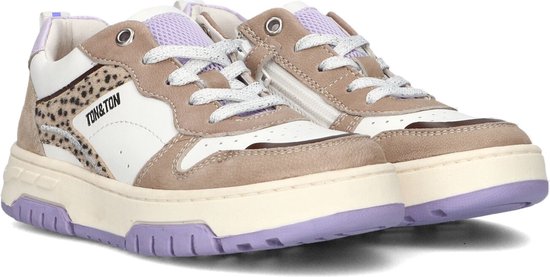 Ton & Ton Mikaela Lage sneakers - Leren Sneaker - Meisjes - Beige - Maat 27