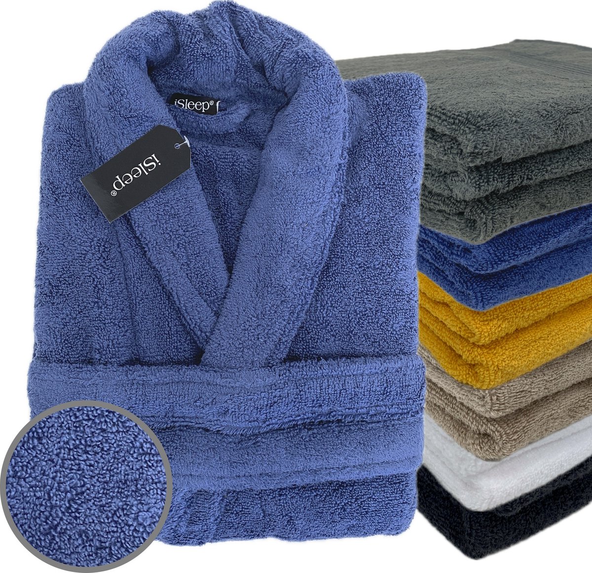 iSleep Terry Badjas - 100% Katoen - Unisex - Maat M - Donker Blauw