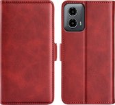 Motorola Moto G34 Hoesje - MobyDefend Luxe Wallet Book Case (Sluiting Zijkant) - Rood - GSM Hoesje - Telefoonhoesje Geschikt Voor Motorola Moto G34