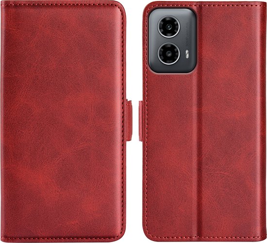 Motorola Moto G34 Hoesje - MobyDefend Luxe Wallet Book Case (Sluiting Zijkant) - Rood - GSM Hoesje - Telefoonhoesje Geschikt Voor Motorola Moto G34