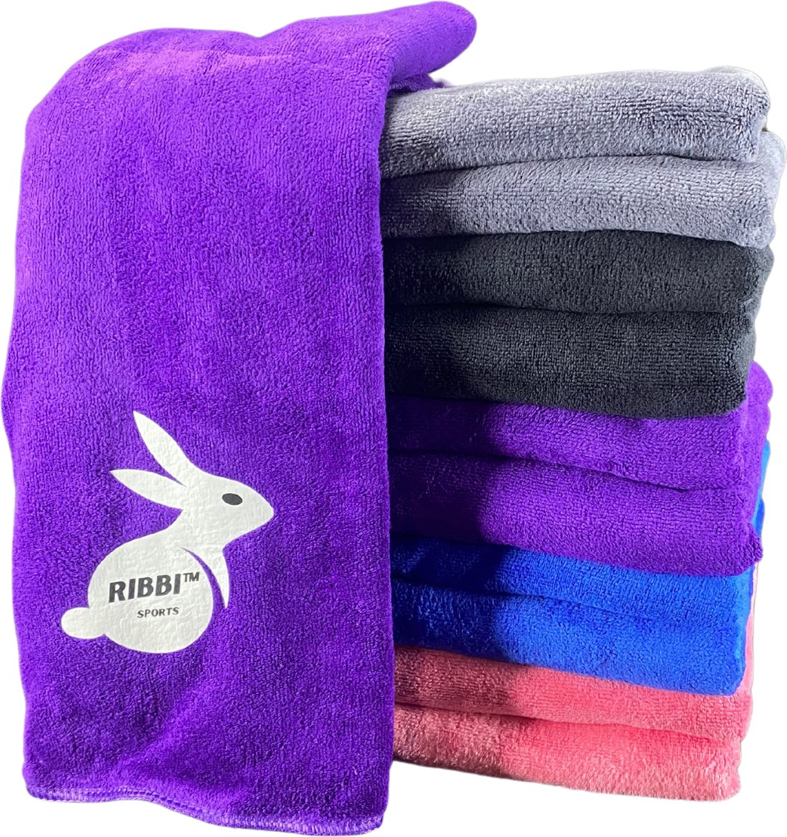 Ribbi - Premium microvezel handdoek, inclusief opbergtas – geschikt voor fitness & sport, strand, yoga, badhanddoek, sauna en meer – 40x100cm - Paars