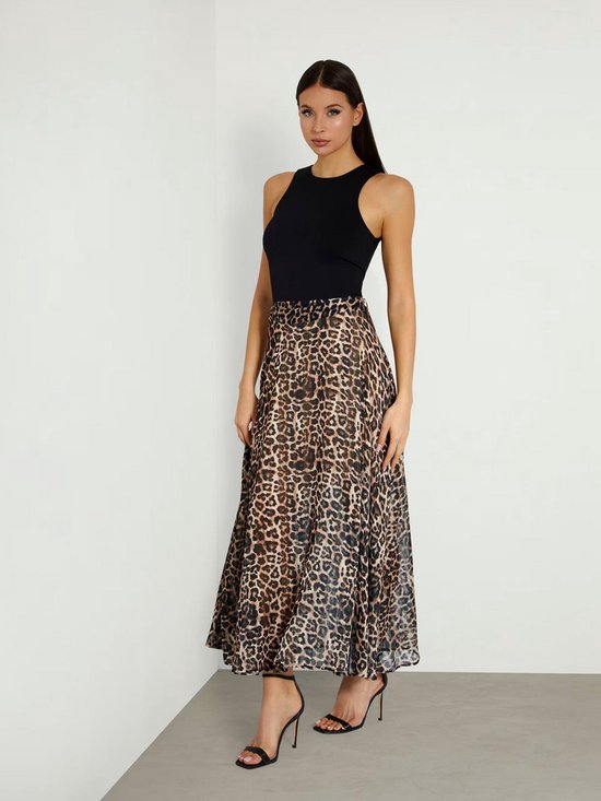 Guess New Romana Skirt Rokken Dames - Leopard