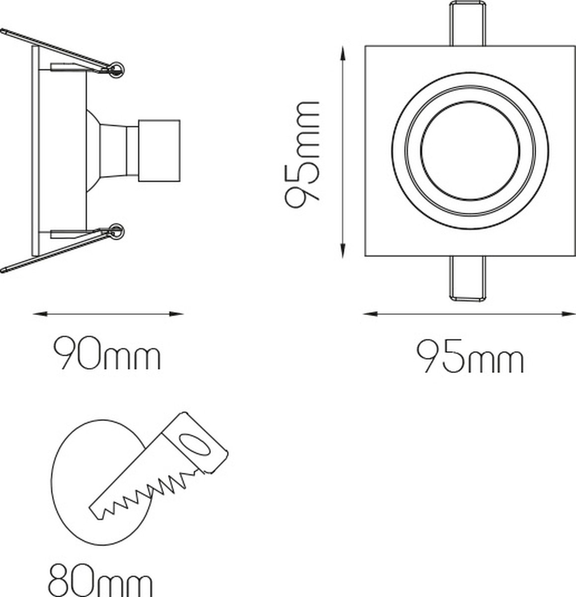 Zoom III inbouwspot van aluminium in wit, GU10-fitting, 5W LED 400 lumen 2700K dimbaar, IP20