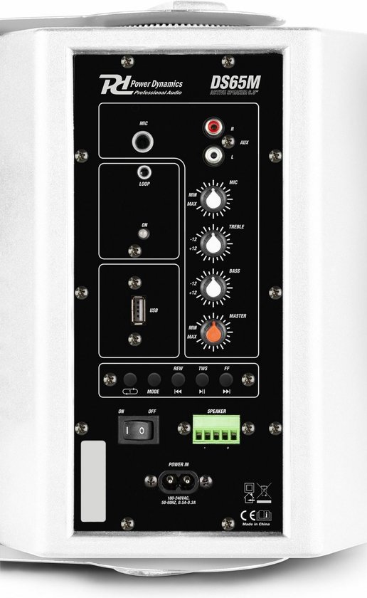 Speakerset Bluetooth - Power Dynamics DS65MW - Met mp3 speler en muurbeugels - Wit — afbeelding 3
