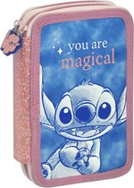 Disney Lilo & Stitch trousse à dessin avec Fermetures éclair éclair Rose - avec contenu - Marqueurs, crayon