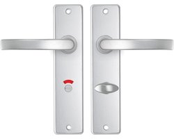 AXA Deurbeslag set Binnendeur - Edge Basic Blok - Deurkruk Aluminium - voor toilet/badkamer TL63-8 - Deurklink met schild