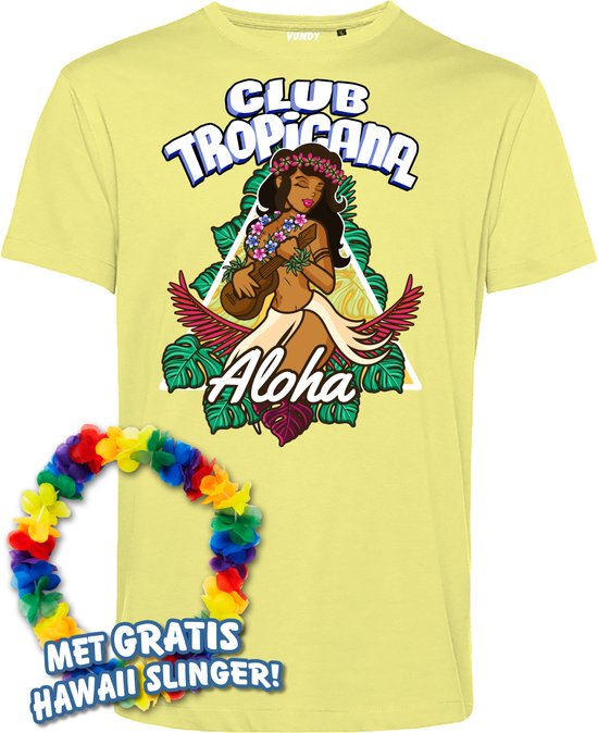 T-shirt Hawaiian Hula Ukelele | Toppers in Concert 2024 | Club Tropicana | Hawaii Shirt | Ibiza Kleding | Lichtgeel | maat 4XL