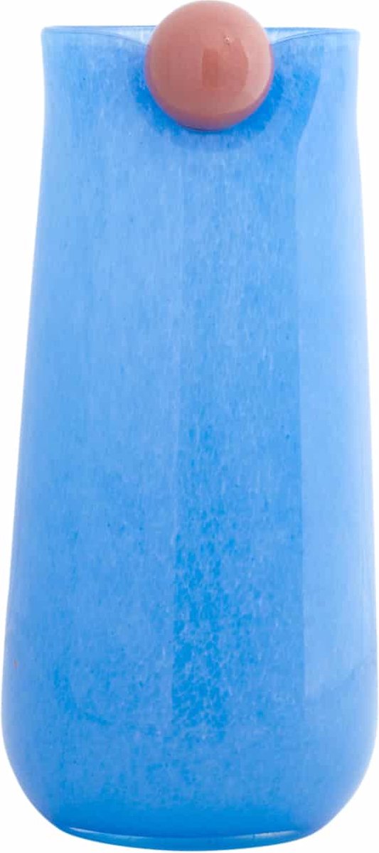 Present Time Vaas Bolita Large - Blauw - Ø16cm - Glas - Scandinavisch - Bloemenvaas - Woondecoratie - Decoratieve vaas voor woonkamer of slaapkamer