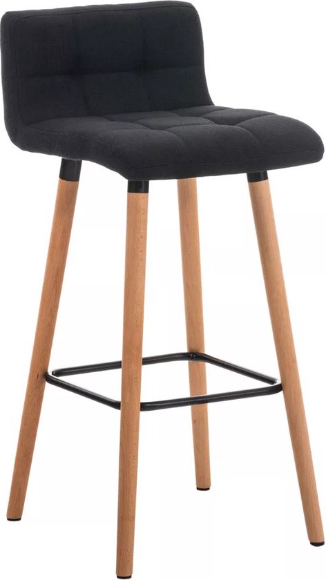 In And OutdoorMatch Luxe barkruk Carson - Ergonomisch - Met rugleuning - Set van 1 - Barstoelen voor keuken of kantine - Polyester - Zwart - Zithoogte 75cm