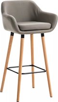 In And OutdoorMatch Luxe Barkruk Everette - Grijs - Imitatie Leder - 4-poots Onderstel - Ergonomische Barstoelen - Set van 1 - Met Rugleuning - Armleuning - Voetensteun - Voor Keuken en Bar - Gestoffeerde Zitting