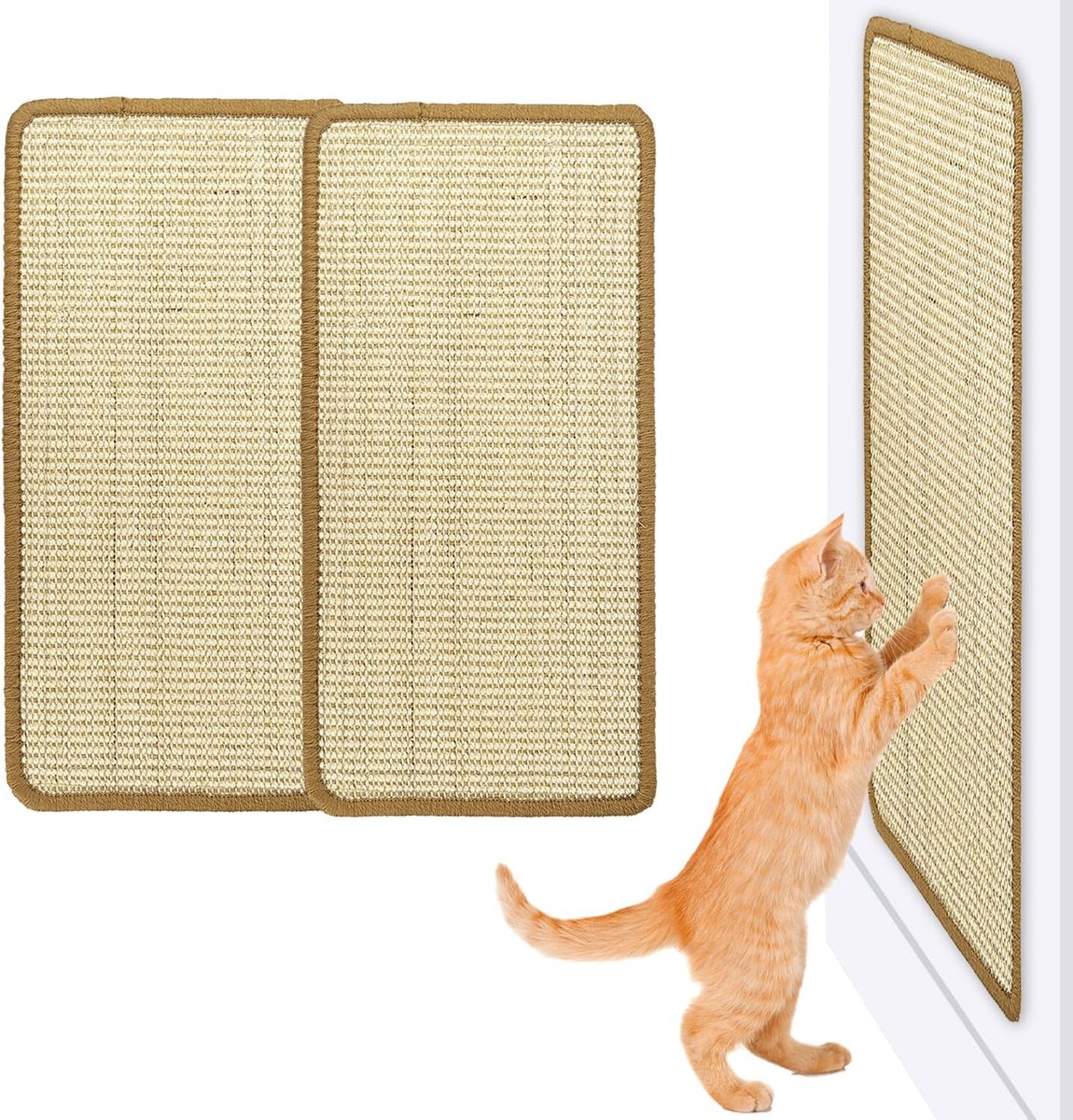 Kattenkrabmat Sisal-tapijt Kattenkrab-tapijt 2 stuks Katten-krabmat Krabplanken Sisal-mat ter bescherming van tapijten en banken (50 x 25 cm)