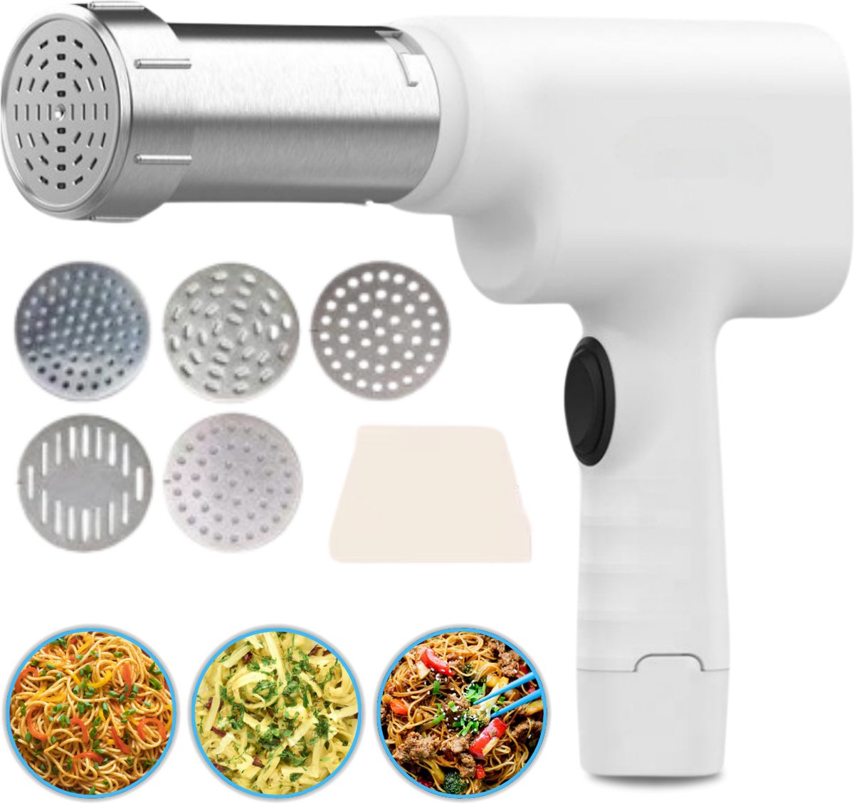 Bol.com JT Products Elektrische Pastamachine Gun - Pasta Maker Pistool - Zelf Verse Pasta Maken - Pasta Snijder - Keukenmachine ... aanbieding