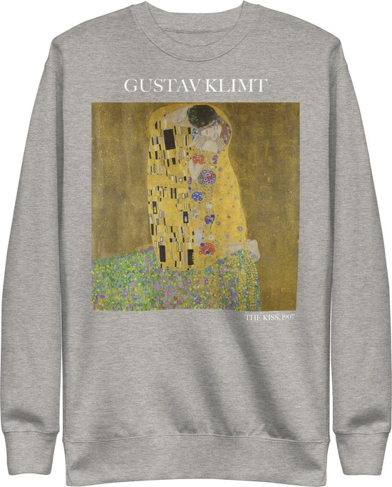 Gustav Klimt 'De Kus' ("The Kiss") Beroemd Schilderij Sweatshirt | Unisex Premium Sweatshirt | Carbon Grijs | M