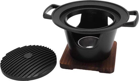 Mini-barbecue-grillset voor picknick tuin balkon en camping met houten basis Barbecue