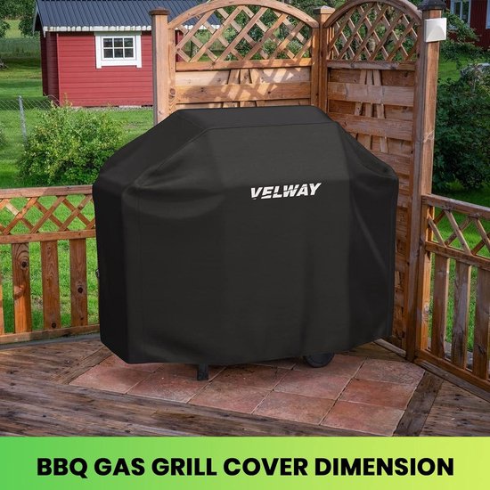 ZEWETO Weerbestendige barbecuehoes, 600D waterdichte BBQ-afdekking voor outdoor-barbecues, robuust en uv-bestendig, universeel geschikt voor gas-, houtskool- en elektrische grills, 165 x 61 x 115 cm