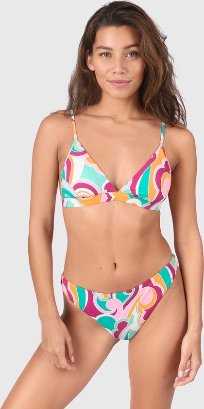 Brunotti Alison-Swirl Dames Bralette Bikini Set - Oranje, Roze, Groen, Wit - 44