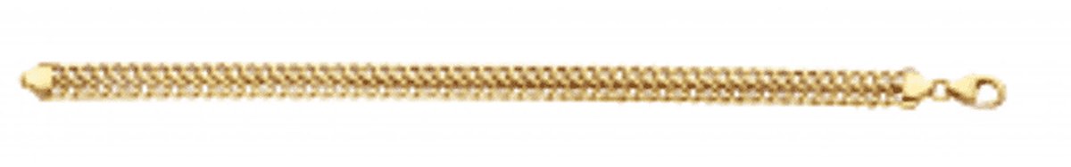 Fjory Armband dubbele gourmet met een buis in 14 karaat geel goud en een volle kern in zilver 925 - 8 mm diameter en 21 cm lengte 14 Karaat Goud 21