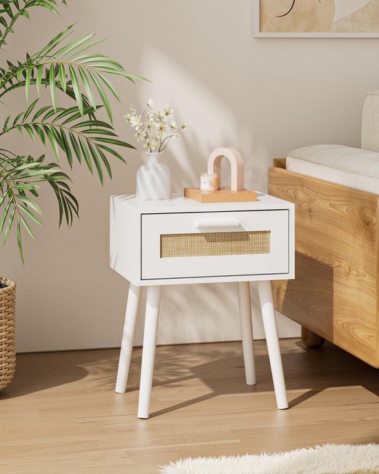 Hout Rotan Nachtkastje Nachtkastje Opbergkast Salontafel Lades Einde Voor Appartement Slaapkamer Meubels (Walnoot Kleur