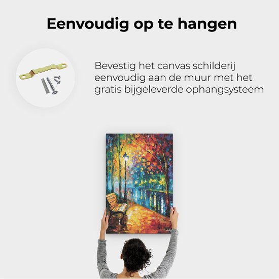 Artaza Peinture sur toile représentant un banc sous la pluie - 60 x 90 - Décoration murale - Photo sur toile - Impression sur toile