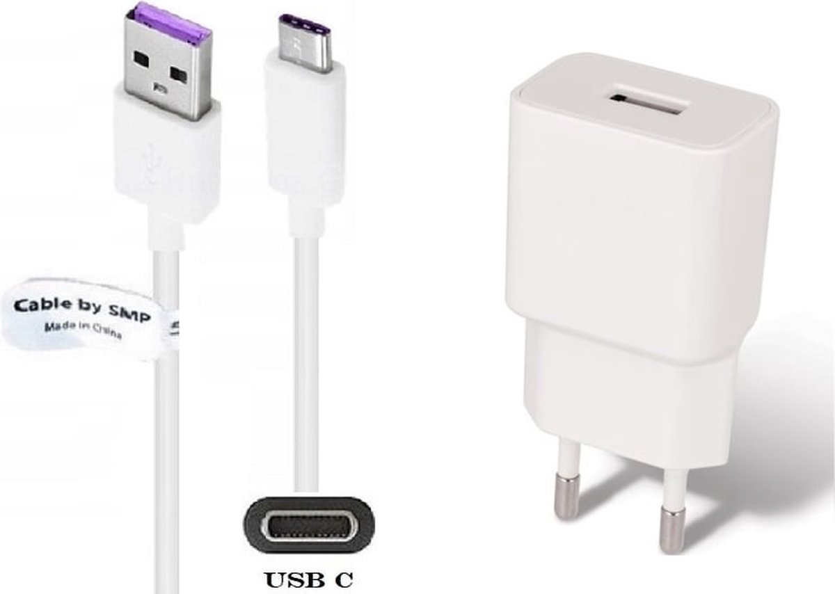 OneOne 2A lader + 1,5m standaard USB C kabel. Universele oplader adapter past op Nokia T20, T21, X10, X100, X20, X30, X5, X7, X71, XR20, XR21, 9 PureView