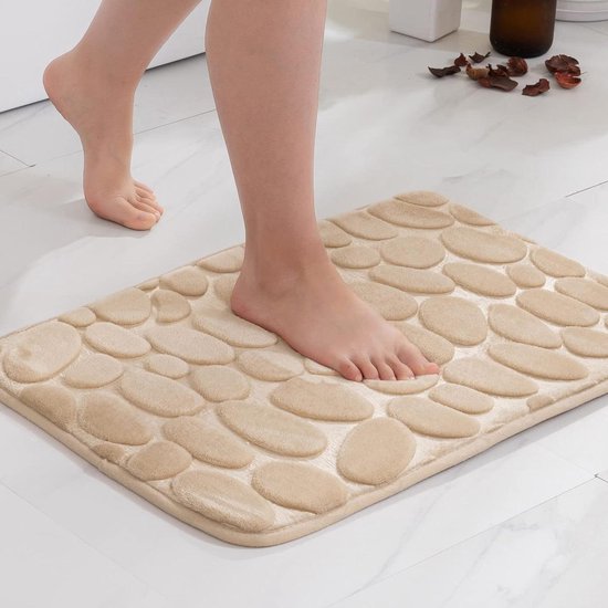 DEXI Badmat 60 x 90 cm, Antislip Zacht Badmatten Waterabsorberende, Machinewasbaar Badkamertapijt voor Douche, Bad en Toilet, Wit
