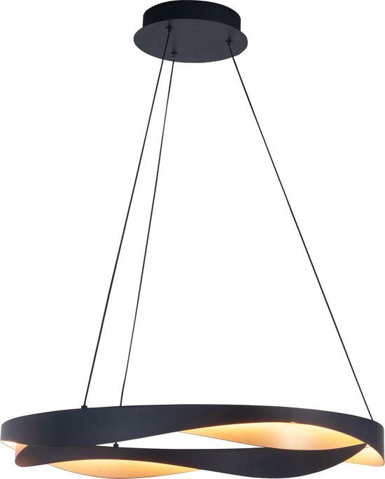 Moderne hanglamp Ascoli | Eettafellamp / videlamp | Goud / Zwart | Ø 64 cm | 46 Watt dimbaar | ledlamp 4140 lumen 2700 Kelvin | In hoogte verstelbaar tot 160 cm | Eetkamer / Woonkamer / Kantoor / Vide / Slaapkamer | Modern / Modern-chic / Klassiek
