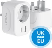Voomy England/UK - World Plug Type G - USB-C & USB-A - Wit