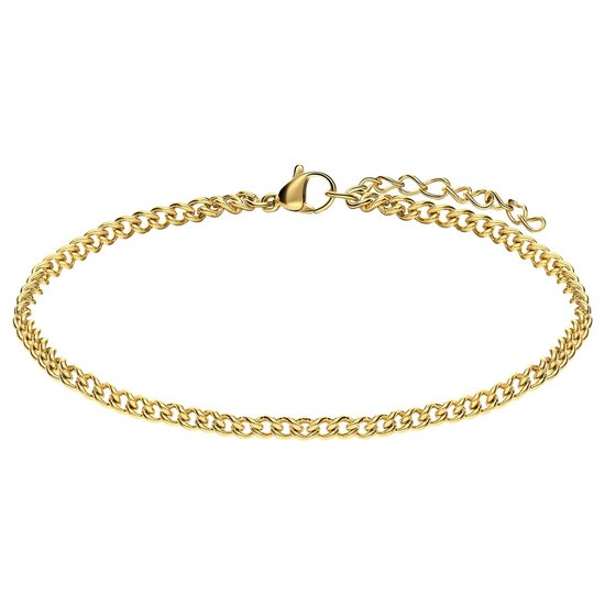 Lucardi Dames Stalen goldplated armband gourmet 3mm - Armband - Staal - Goud - 19 cm